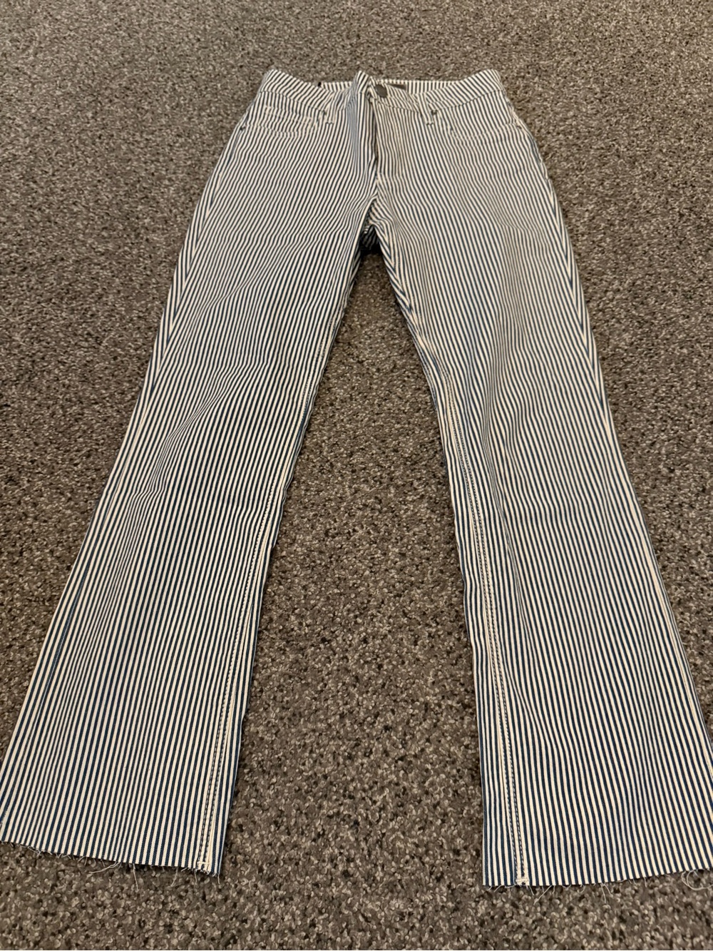 Kut from the Kloth Women's Navy & White Pinstripe Straight Leg Jeans